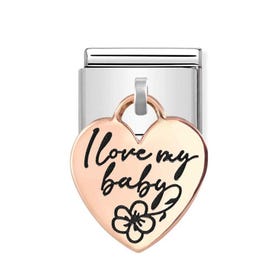 Classic Rose Gold I Love My Baby Heart Pendant Charm