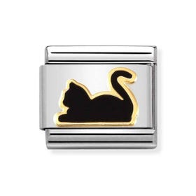Classic Gold Black Cat Charm