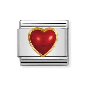 Classic Gold Red Coral Heart Charm