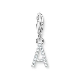 Silver Zirconia Letter A Charm