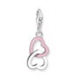 Silver Pink Intertwined Hearts Charm
