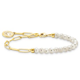 Gold Plated Charmista Link Chain Pearl Charm Bracelet