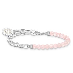 Silver Charmista Chain Rose Quartz Charm Bracelet
