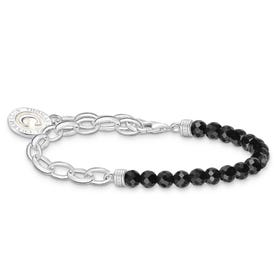 Silver Charmista Chain Onyx Charm Bracelet