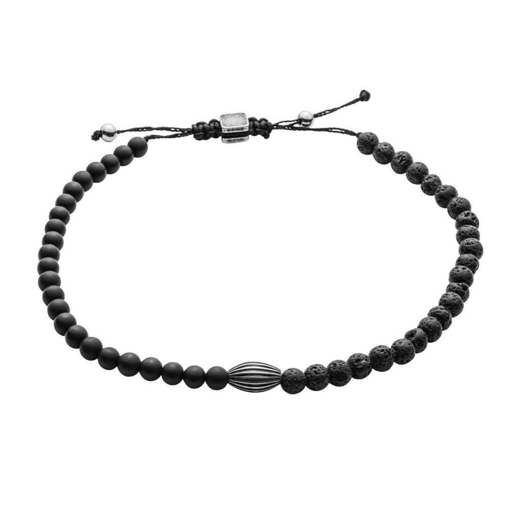 Fred Bennett Lava Bead & Onyx Cord Bracelet