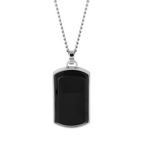 Stainless Steel Black Onyx Dog Tag Necklace