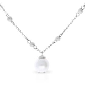 Silver Shell Pearl Station Necklace