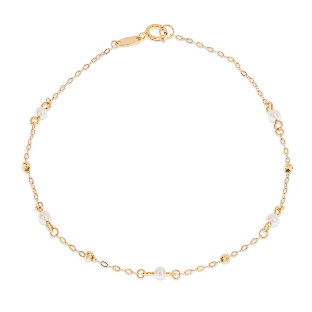 Fine Jewellery by John Greed 9ct Gold Freshwater Pearl Station Bracelet