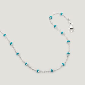 CANDY Sky Silver Enamel Turquoise Bead Anklet