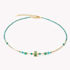 Elegance Crystals Necklace Gold Green Crystal Pearls