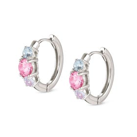 Colour Wave Silver Mixed CZ Trio Hoop Earrings