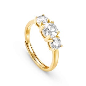 Colour Wave Gold Plated CZ Trio Ring