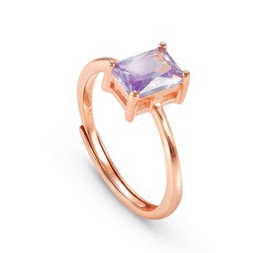 Colour Wave Rose Gold Plated Lilac CZ Ring