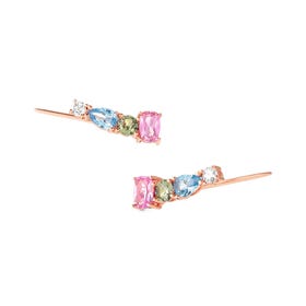 Colour Wave Rose Gold Plated CZ Multicolour Climber Earrings
