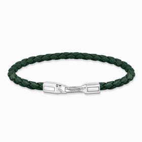Rebel Silver Green Leather Basics Bracelet