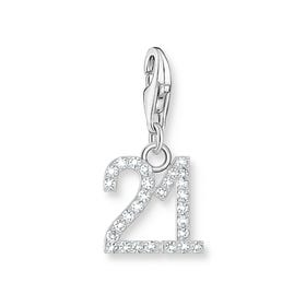 Silver CZ Number 21 Charm