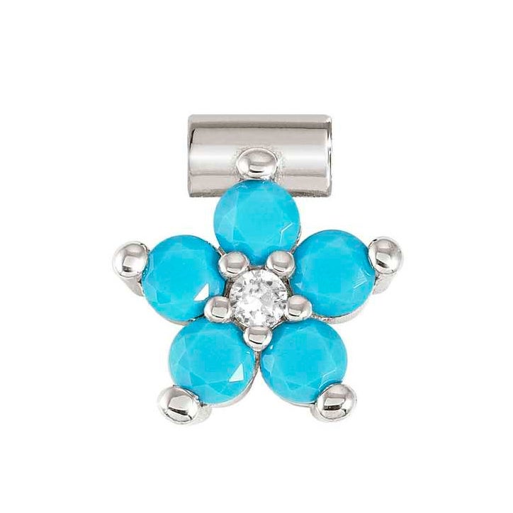 Nomination SeiMia Silver Turquoise CZ Large Flower Pendant Charm