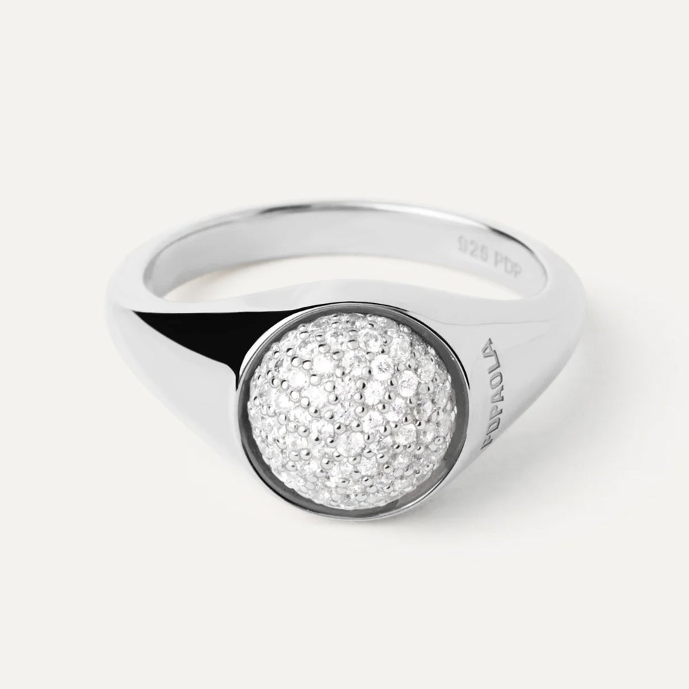 PDPAOLA Silver Pave Moon Ring