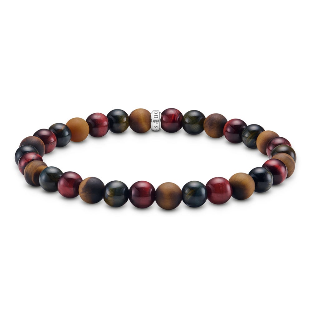 THOMAS SABO Silver Tiger Eye 7mm Bead Talisman Bracelet
