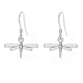 Meadow Silver Dragonfly Drop Earrings