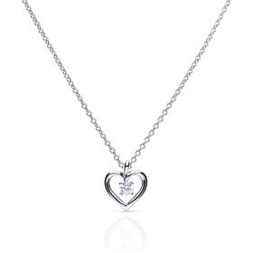 Silver Zirconia Open Heart Necklace