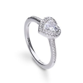 Silver Zirconia Heart Pave Ring