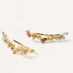 Gold Plated Multi Stone Euphoria Climber Earrings