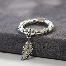 Silver Mini Rice Feather Ring
