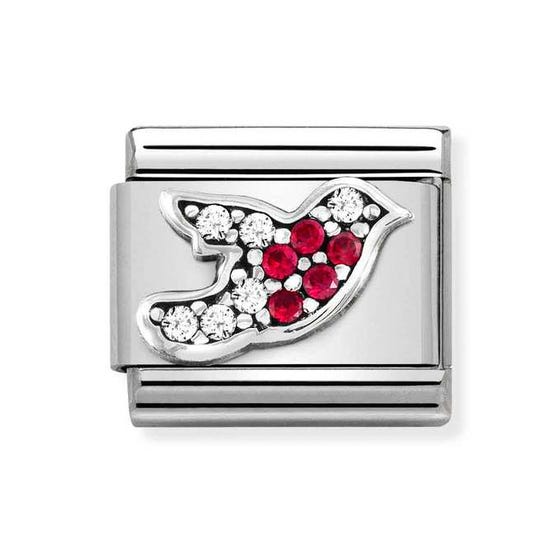 Classic Silver & CZ Red Robin Charm