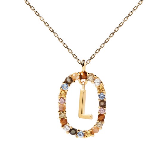 Gold Plated Floating Letter L Necklace
