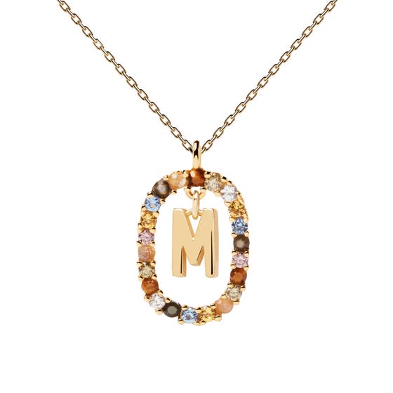 Gold Plated Floating Letter M Necklace