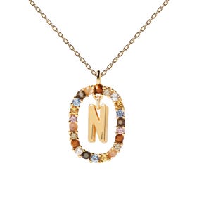 Gold Plated Floating Letter N Necklace