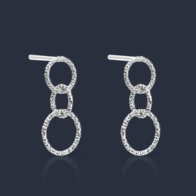 Sketch Silver Triple Circle Diamond-Cut Earrings