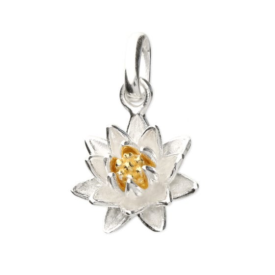 Silver July Birth Flower Water Lily Pendant Charm