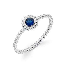 Hera Silver Sapphire Blue Crystal Bead Ring