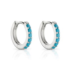 Athena Silver Turquoise Crystal Hoop Earrings