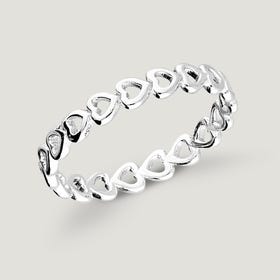 Love Silver Open Hearts Ring