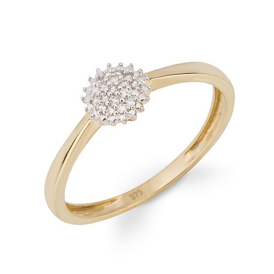 9ct Gold Urchin Diamond Cluster Ring