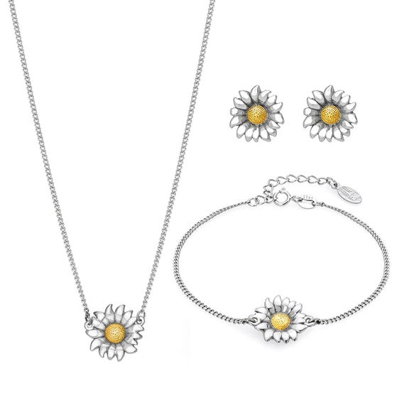 Serre Silver Sunflower Jewellery Set