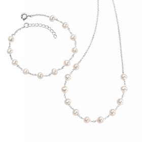 Aphrodite Silver White Freshwater Pearl Jewellery Set