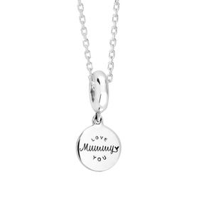 Silver Love You Mummy Disc Pendant Necklace