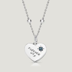 CANDY Love Silver & Sapphire Heart Handwriting Necklace