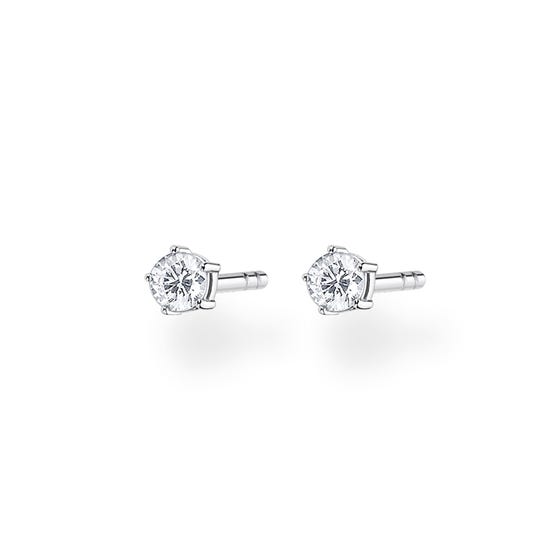 Silver Small Solitaire Stud Earrings