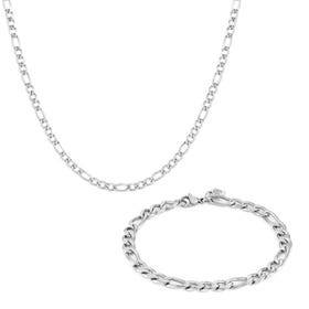 Beyond Stainless Steel Figaro Curb Chain Jewellery Set