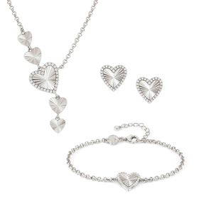 Truejoy Silver CZ Heart Jewellery Set