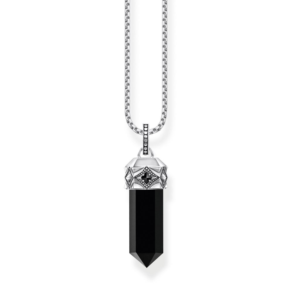 THOMAS SABO Rebel Silver Onyx Hexagon Necklace