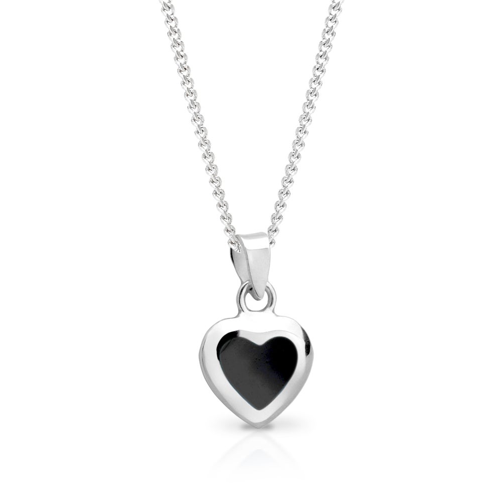 John Greed Signature Silver Black Onyx Heart Necklace