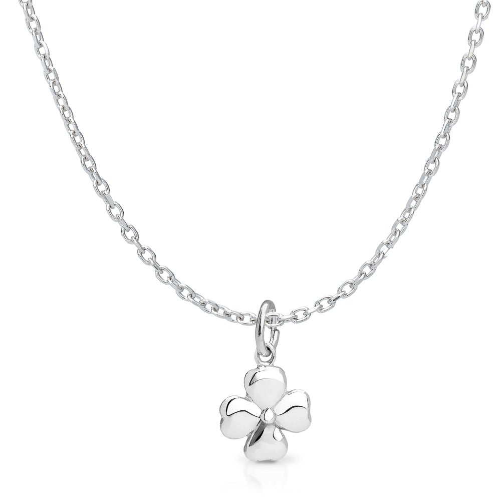 John Greed Signature Silver Four Leaf Clover Necklace