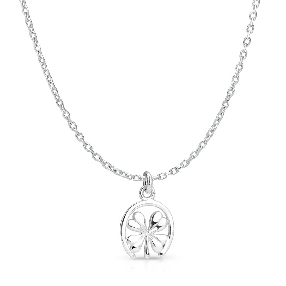 John Greed Signature Silver Clover Circle Necklace