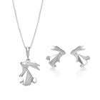 Silver Origami Bunny Jewellery Set